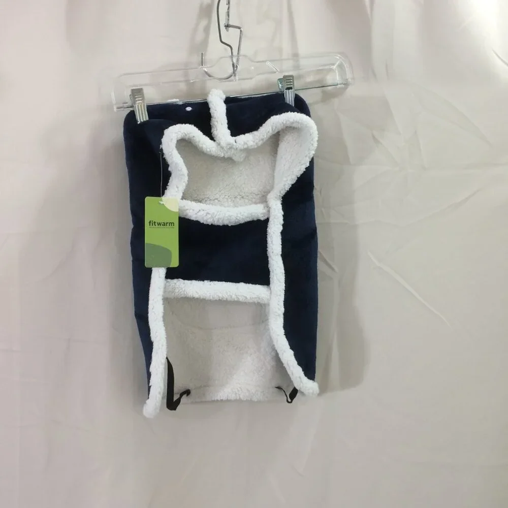 NEW Fitwarm Dog Coat Fleece Sherpa Hooded Blanket Coat Blue Size XL